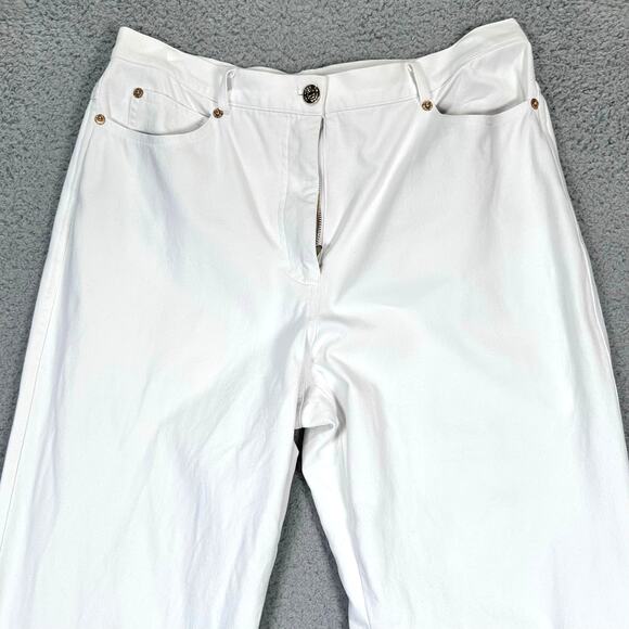 St. John Sport Pants Women's 12 White Gold Jeans Pockets Quiet Luxury Preppy Mom - Picture 4 of 9